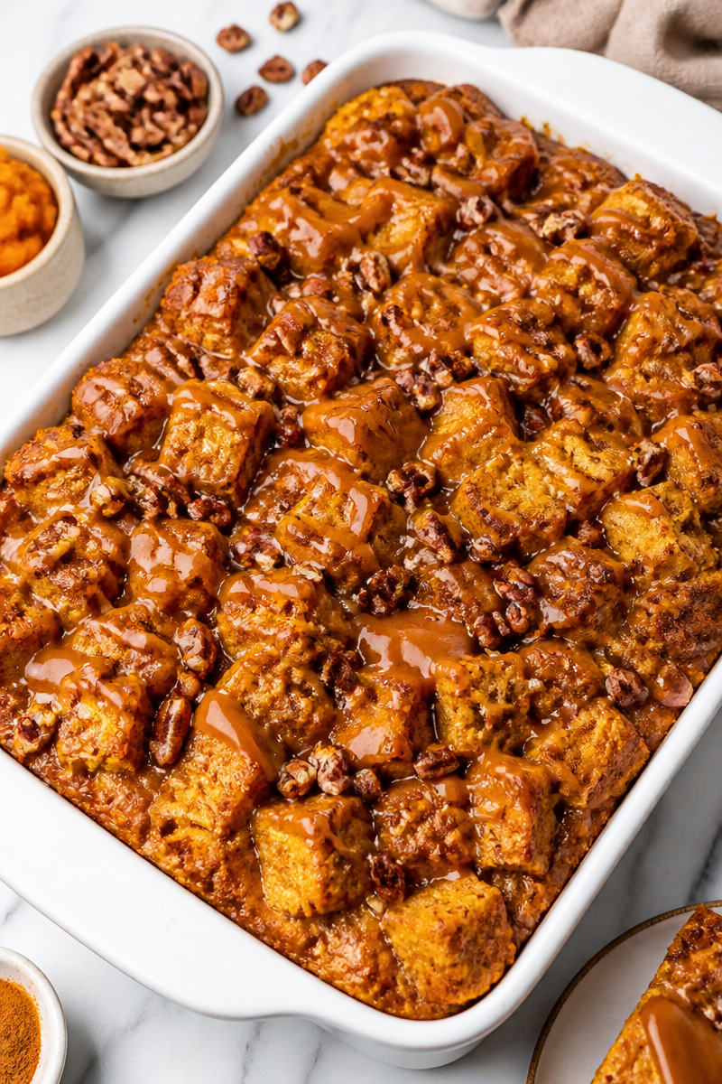 Spiced Pumpkin Bread Pudding Bake