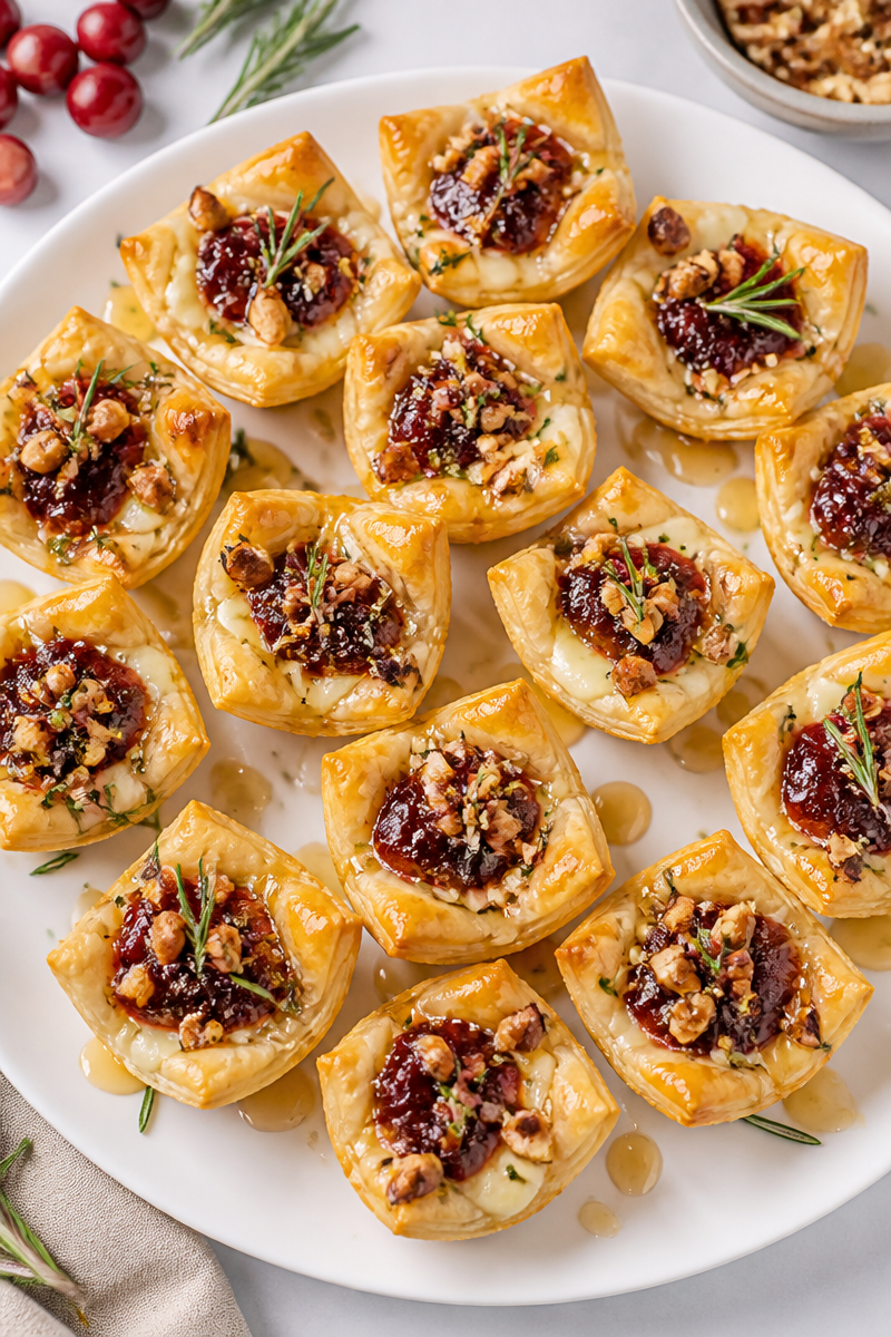Cranberry Brie Puff Pastry Bite