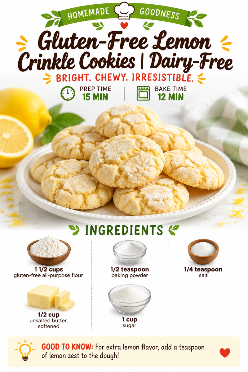 Gluten-Free Lemon Crinkle Cookies | Dairy-Free