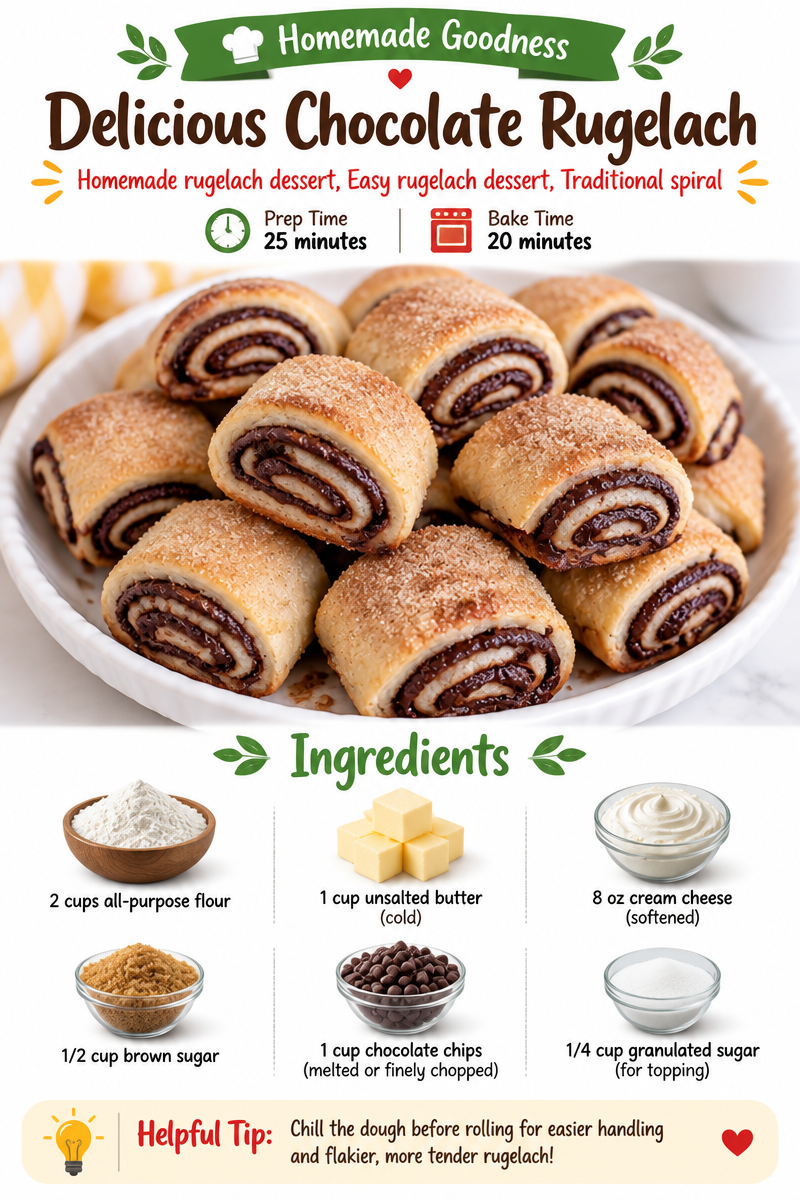 Delicious Chocolate Rugelach | Homemade rugelach dessert, Easy rugelach dessert, Traditional spiral baklava dessert
