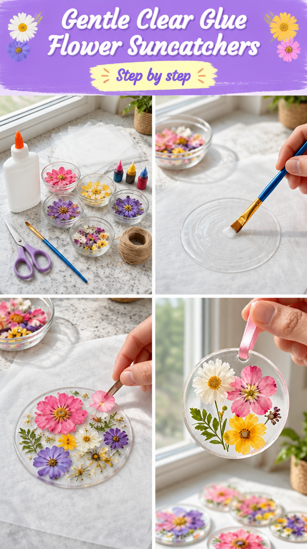 Gentle Clear Glue Flower Suncatchers for a Cozy, Soothing Atmosphere