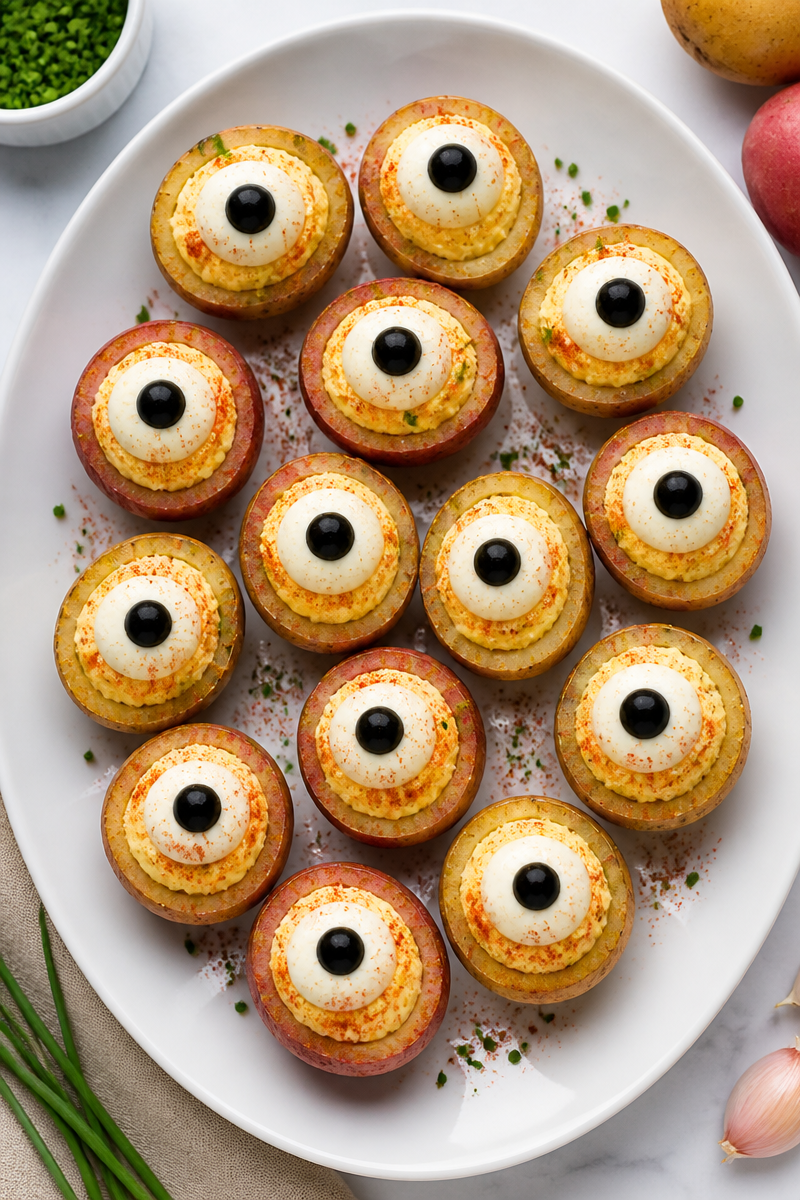 Halloween Candy Eyeball Deviled Potato