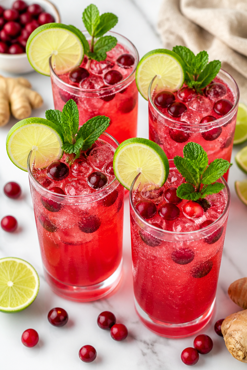 Classic Cranberry Ginger Fizz Cocktail