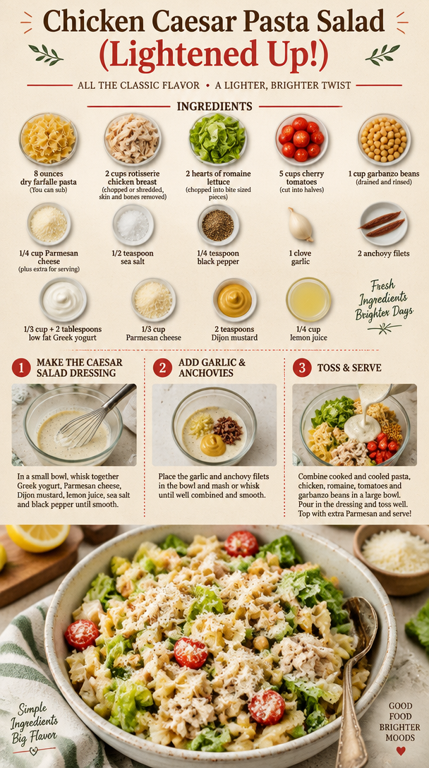 Chicken Caesar Pasta Salad (Lightened Up!)