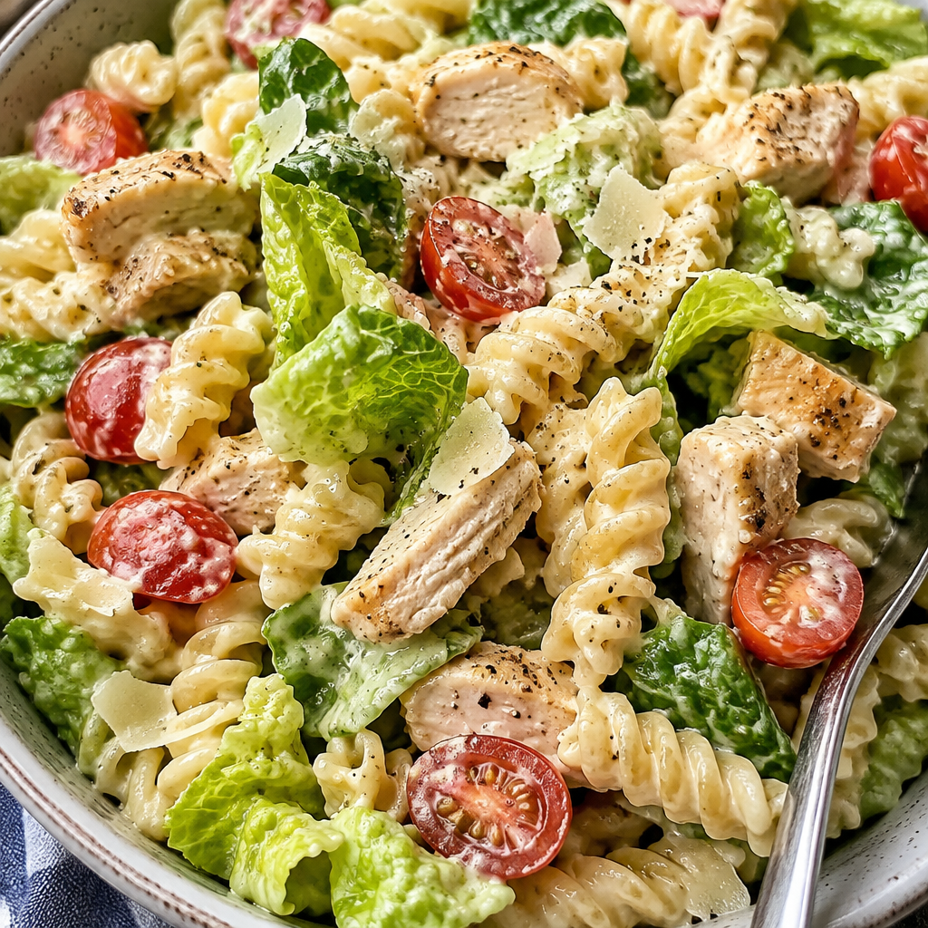 Chicken Caesar Pasta Salad (Lightened Up!)