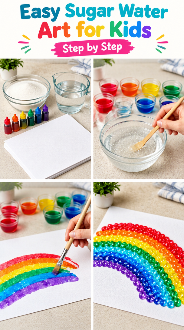 Easy Sugar Water Art Magic for Colorful Kids' Projects