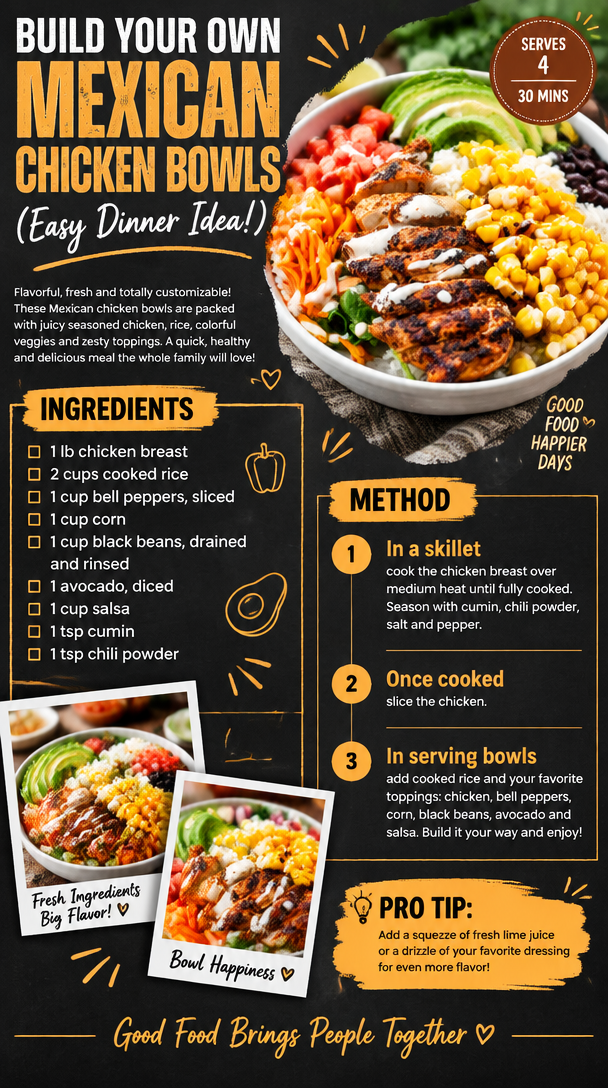 Build-Your-Own Mexican Chicken Bowls (Easy Dinner Idea!)