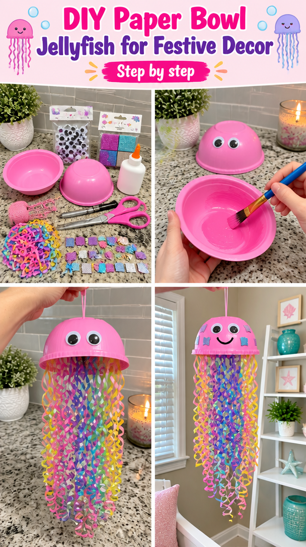 Create Adorable DIY Paper Bowl Jellyfish for Festive Decor