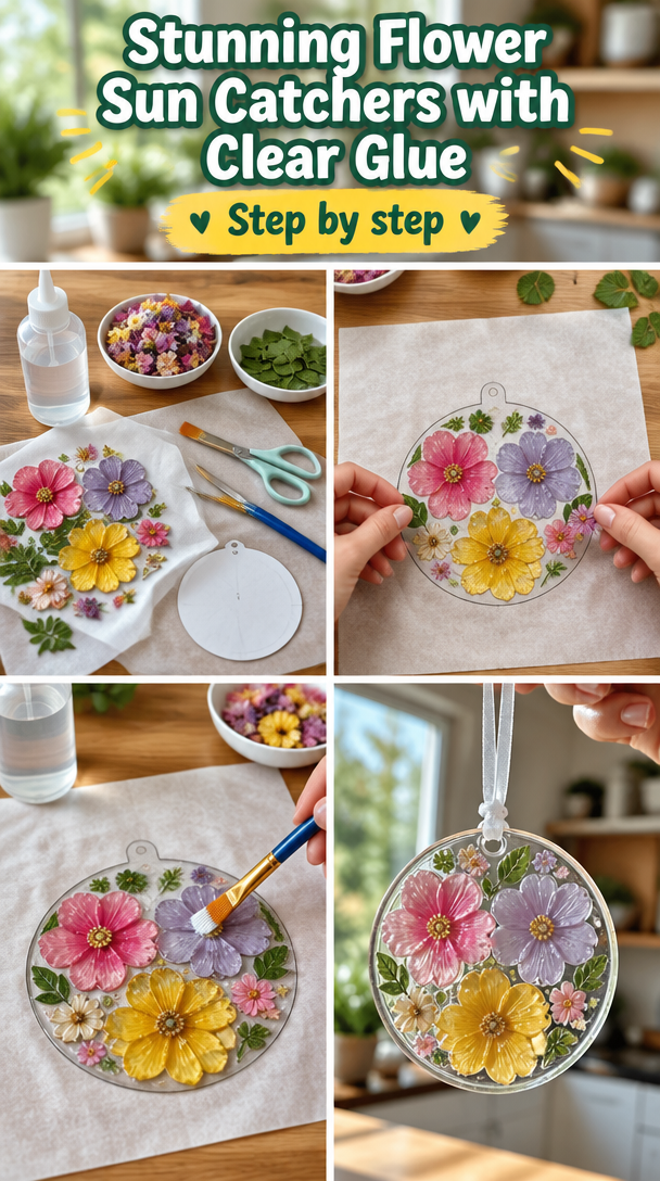 Make Stunning Flower Sun Catchers with Easy Clear Glue Crafts