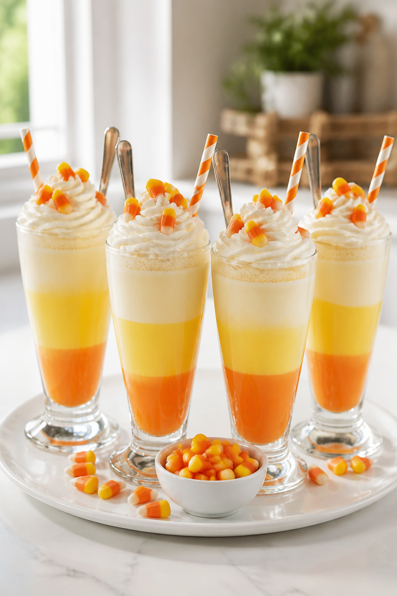 Candy Corn Milkshake Float Treat
