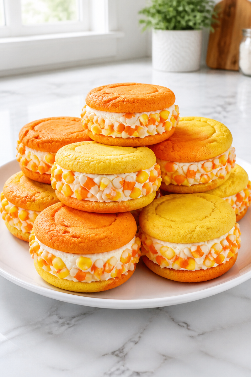 Candy Corn Ice Cream Sandwich Treat