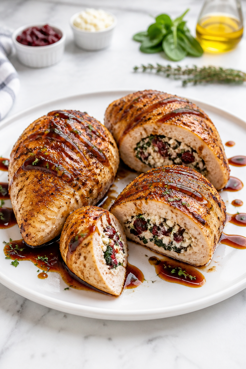 Cranberry Feta Stuffed Chicken Breast