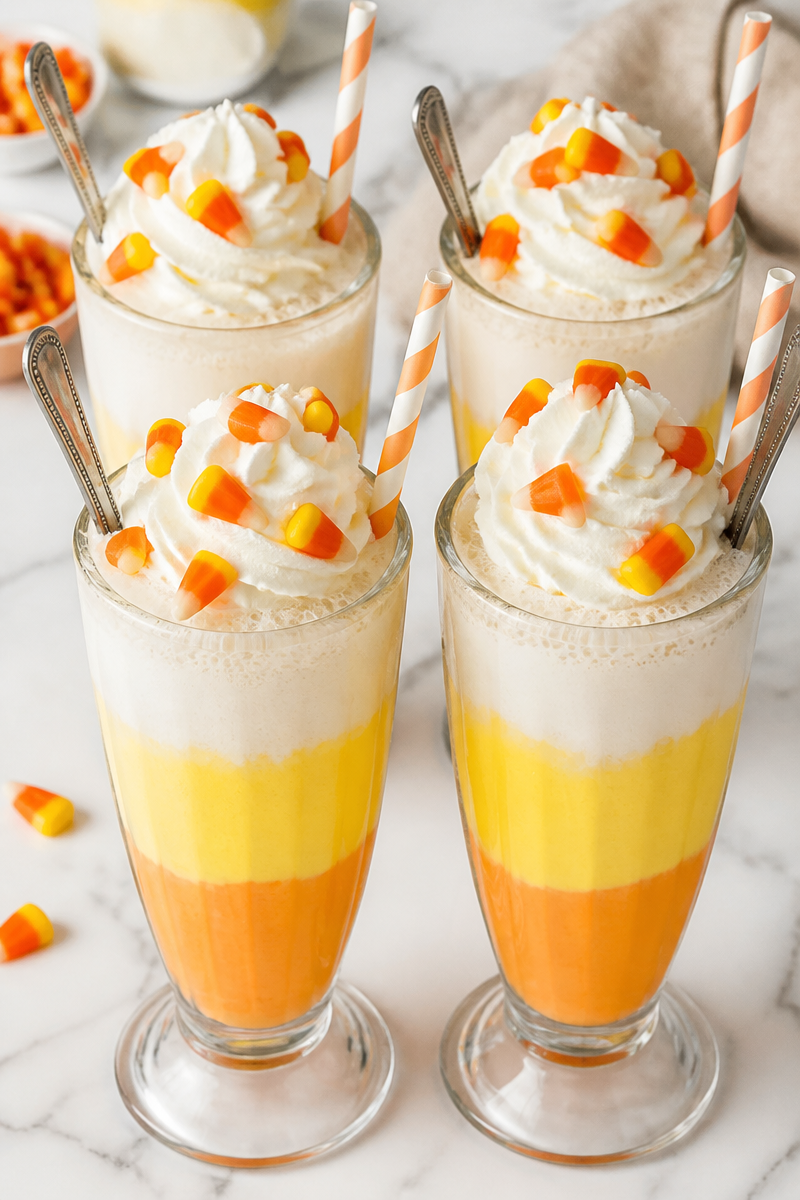 Candy Corn Milkshake Float Treat