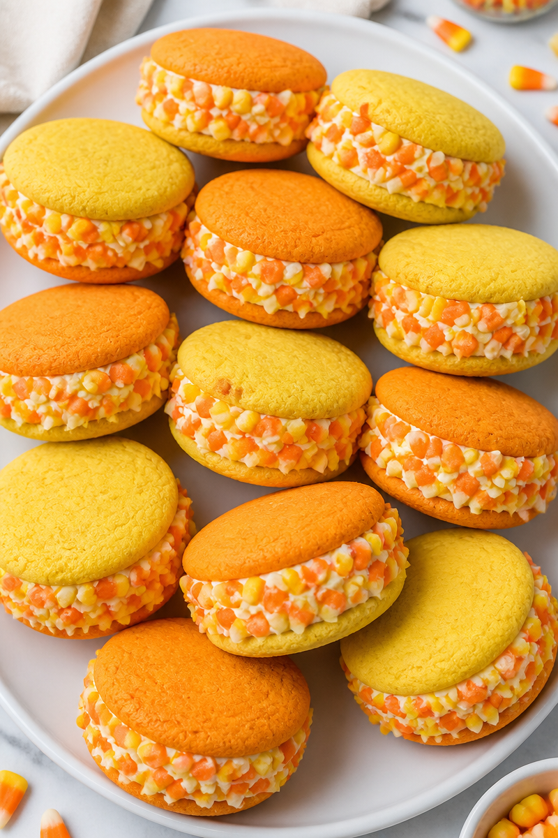 Candy Corn Ice Cream Sandwich Treat