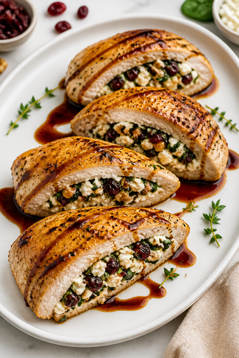 Cranberry Feta Stuffed Chicken Breast