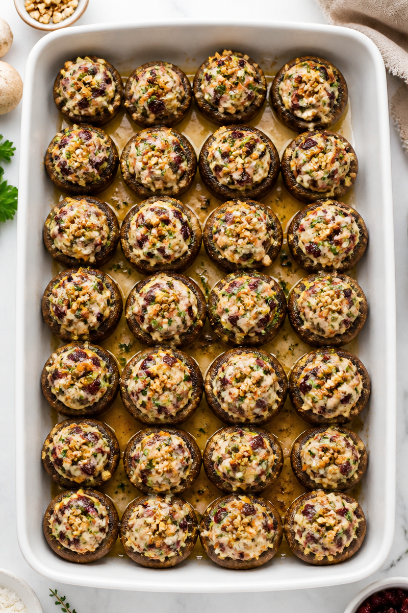 Cranberry Goat Cheese Stuffed Mushroom