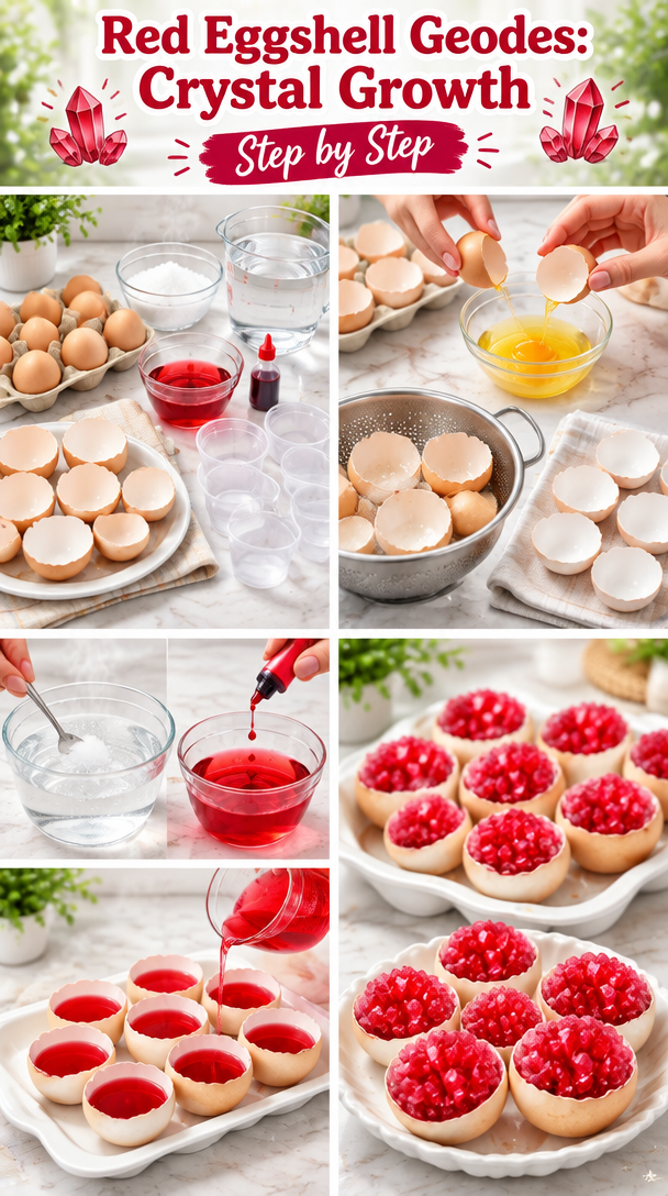 Red Eggshell Crystal Growing Geodes