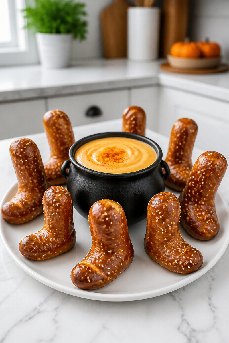 Witch Boot Pretzel Cheese Dip