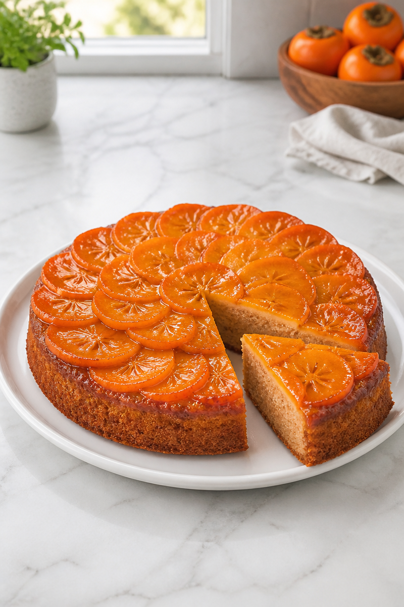 Persimmon Upside Down Cake Slice