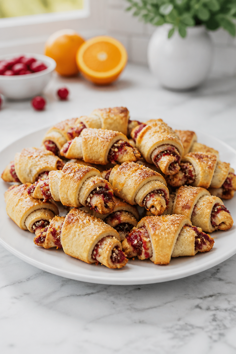 Cranberry Orange Rugelach Pastry Cookie