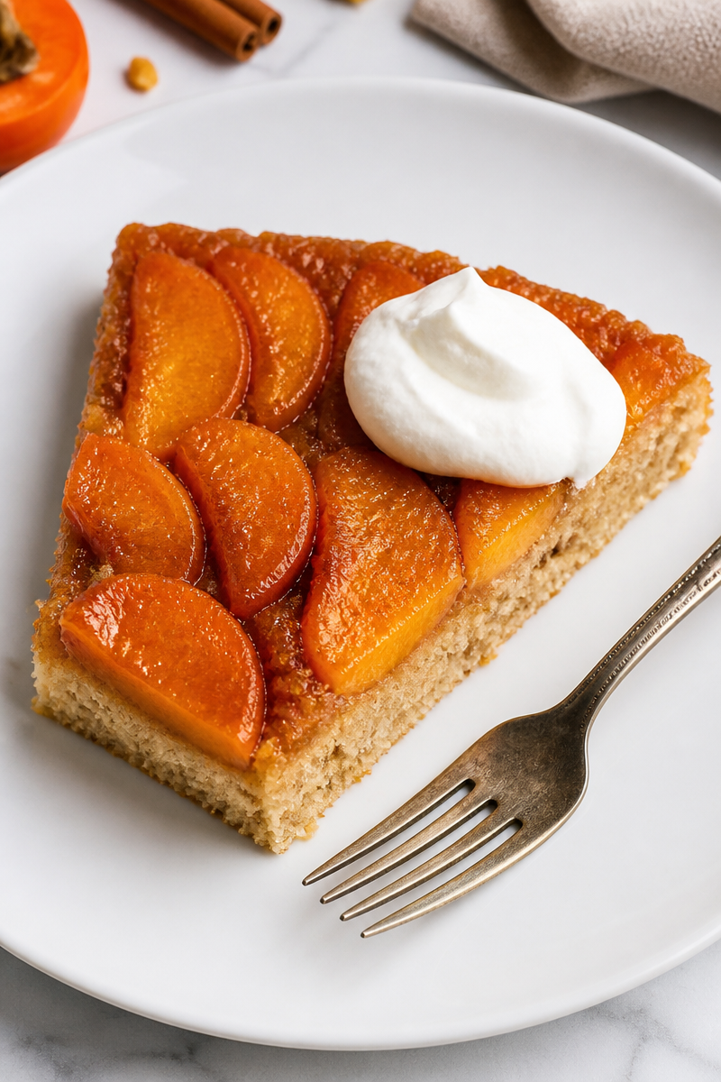 Persimmon Upside Down Cake Slice