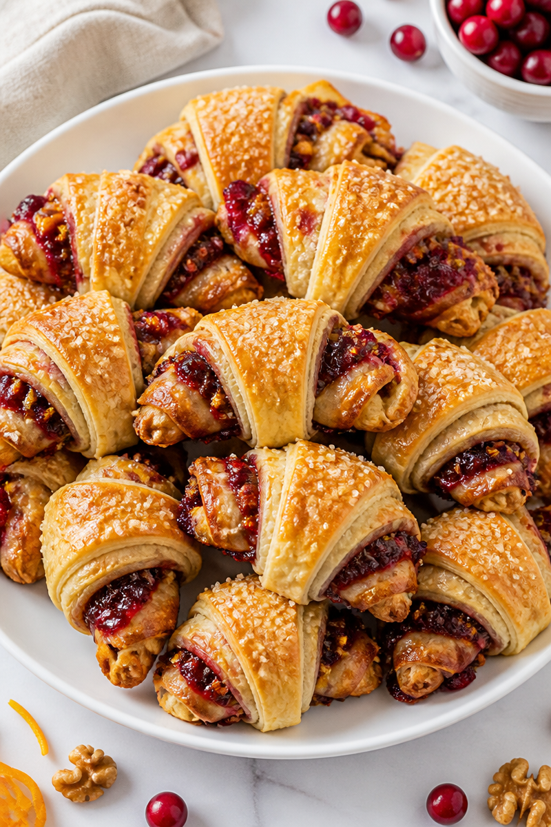 Cranberry Orange Rugelach Pastry Cookie