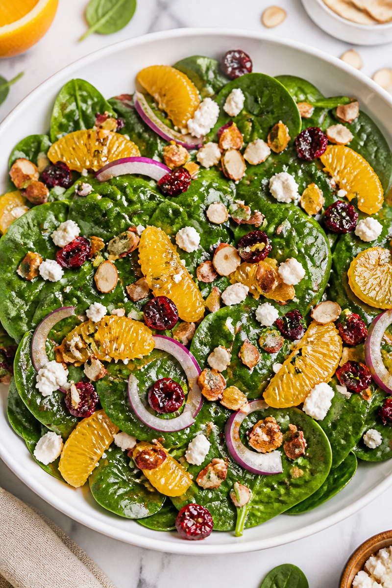 Orange Cranberry Spinach Salad Side
