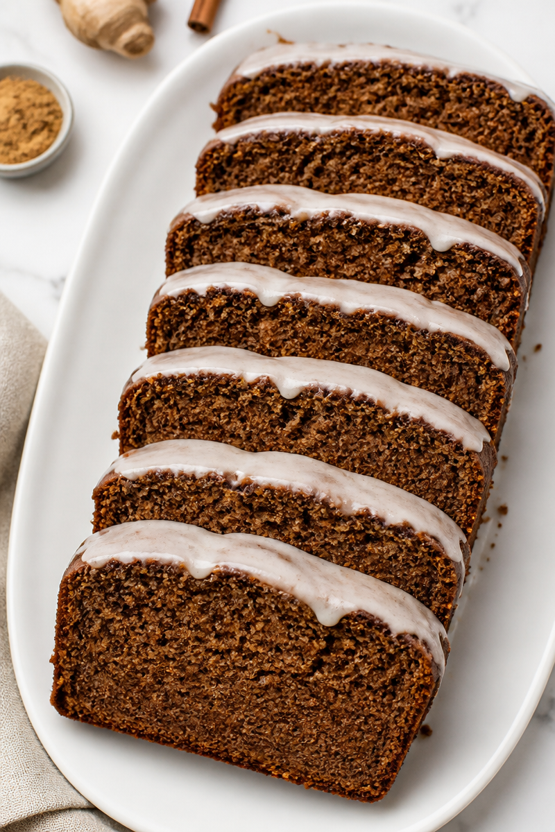 Pumpkin Gingerbread Loaf Cake Slice