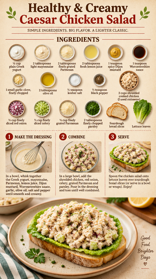 Healthy & Creamy Caesar Chicken Salad