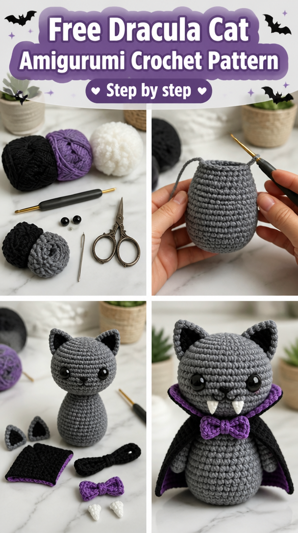Free Dracula Cat Amigurumi Crochet Pattern 5 Free Dracula Cat Amigurumi Pattern
