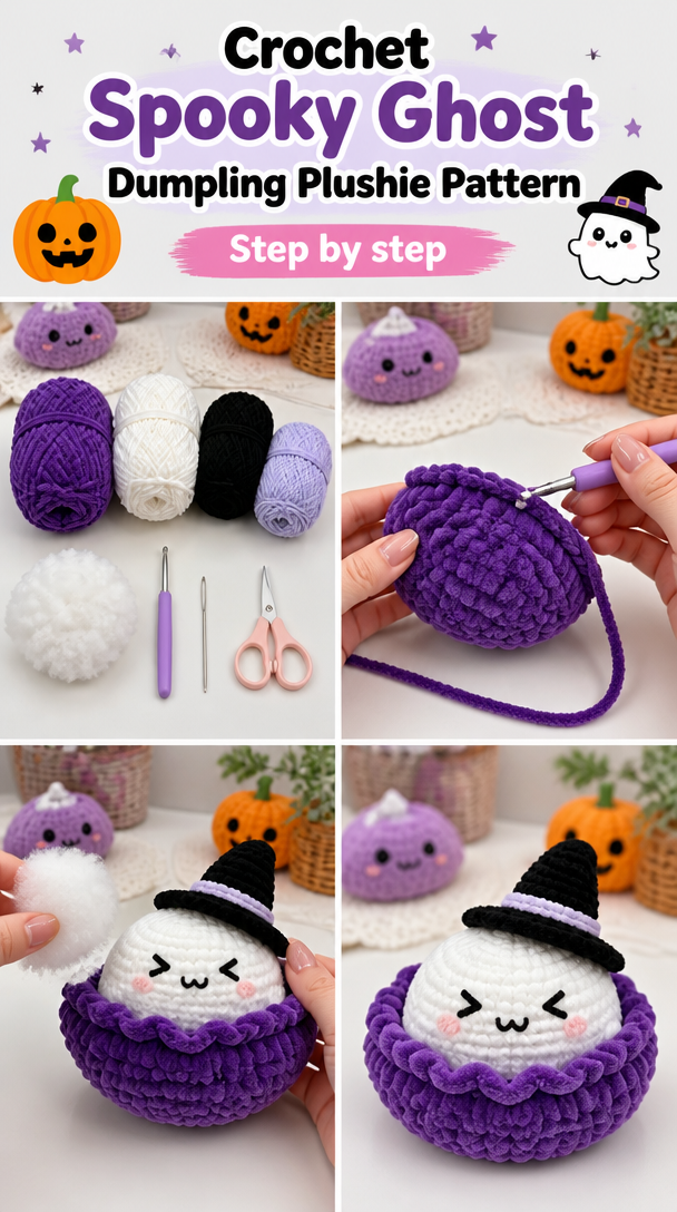 Crochet Spooky Ghost Dumpling Plushie Pattern 2 Crochet Spooky Ghost Dumpling Plushie Pattern