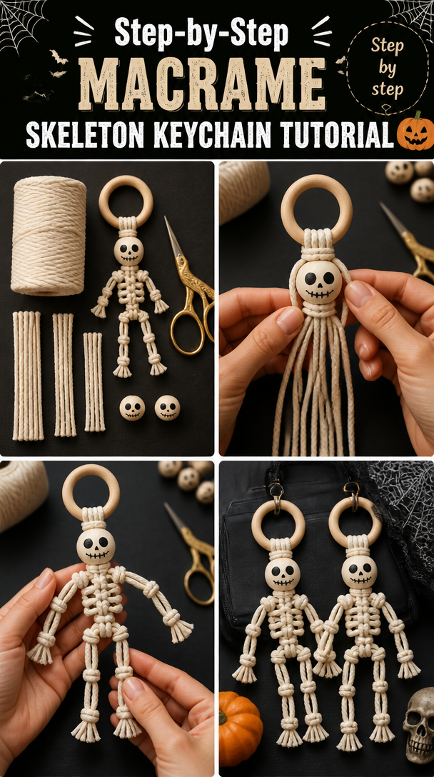 Step-by-Step Macrame Skeleton Keychain Tutorial 5 Step-by-Step Macrame Skeleton Keychain DIY