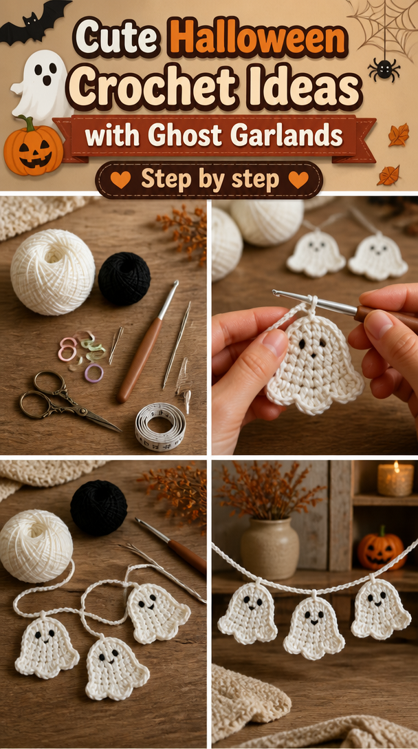 Cute Halloween Crochet Ideas with Ghost Garlands 5 Cute Halloween Crochet Ideas Featuring Ghost Garlands