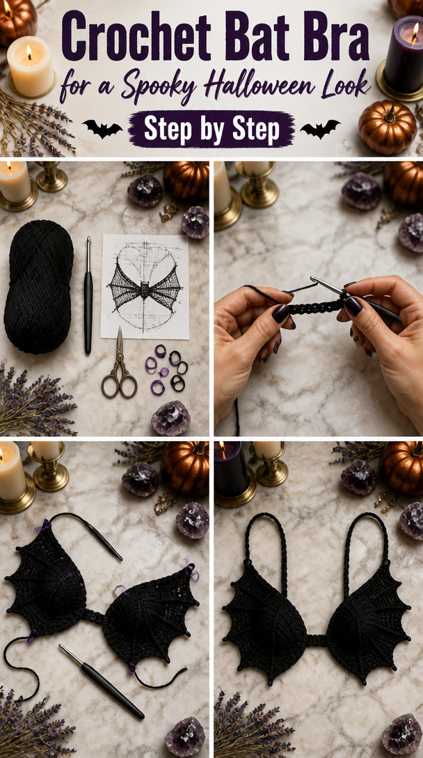 Crochet Bat Bra: A Spooky Halloween Statement