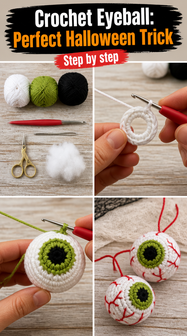 This Crochet Eyeball it's the Perfect Halloween Trick!