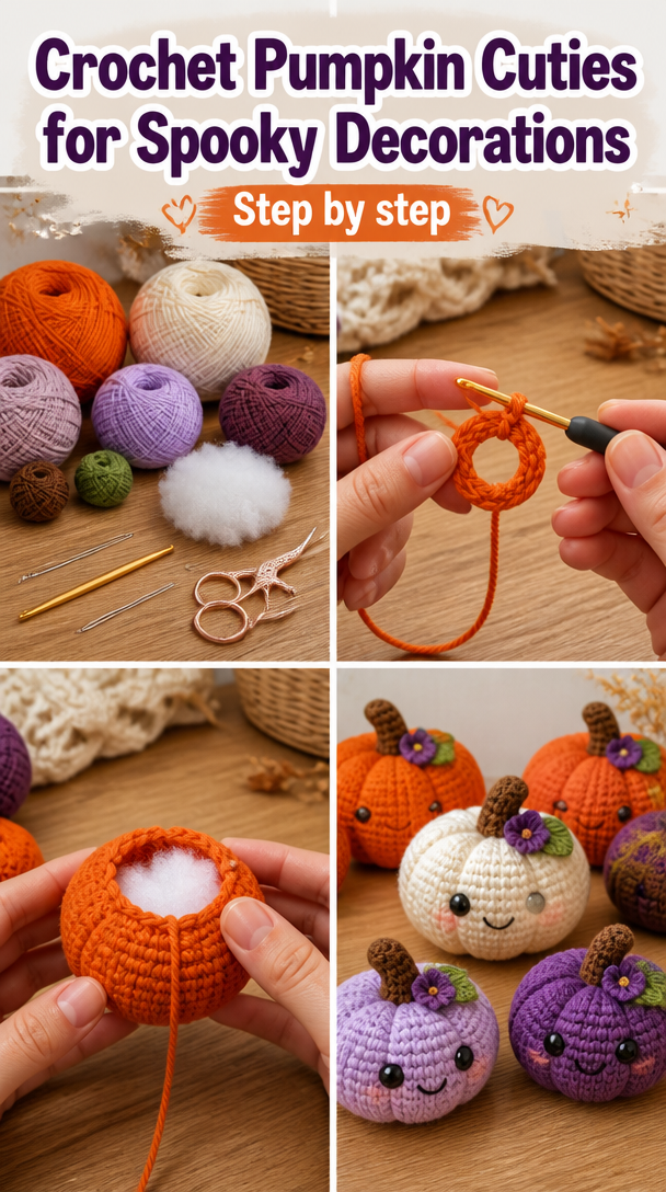 How to Crochet Pumpkin Cuties For Spooky Decorations
