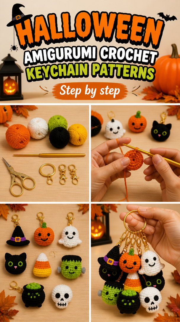Halloween Crochet Keychain Patterns for Amigurumi