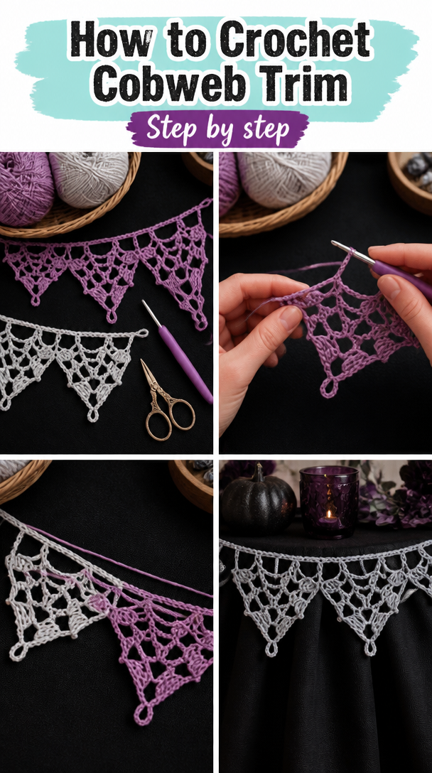 How to Crochet Cobweb Trim
