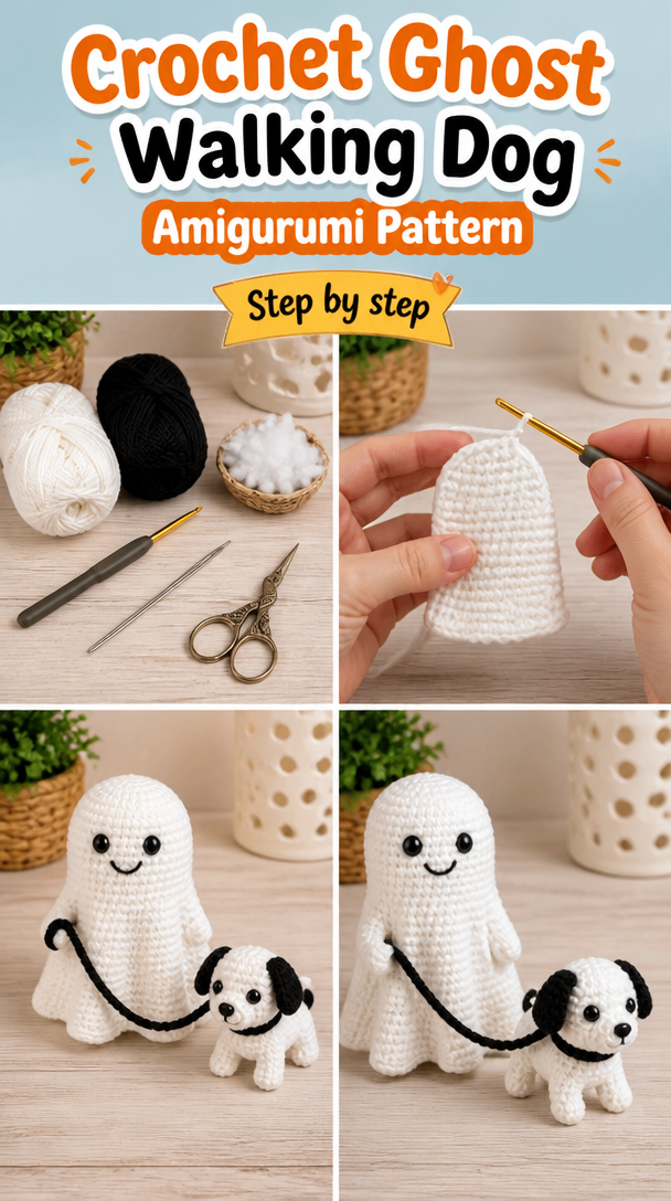 Crochet Ghost Walking Dog Amigurumi Pattern