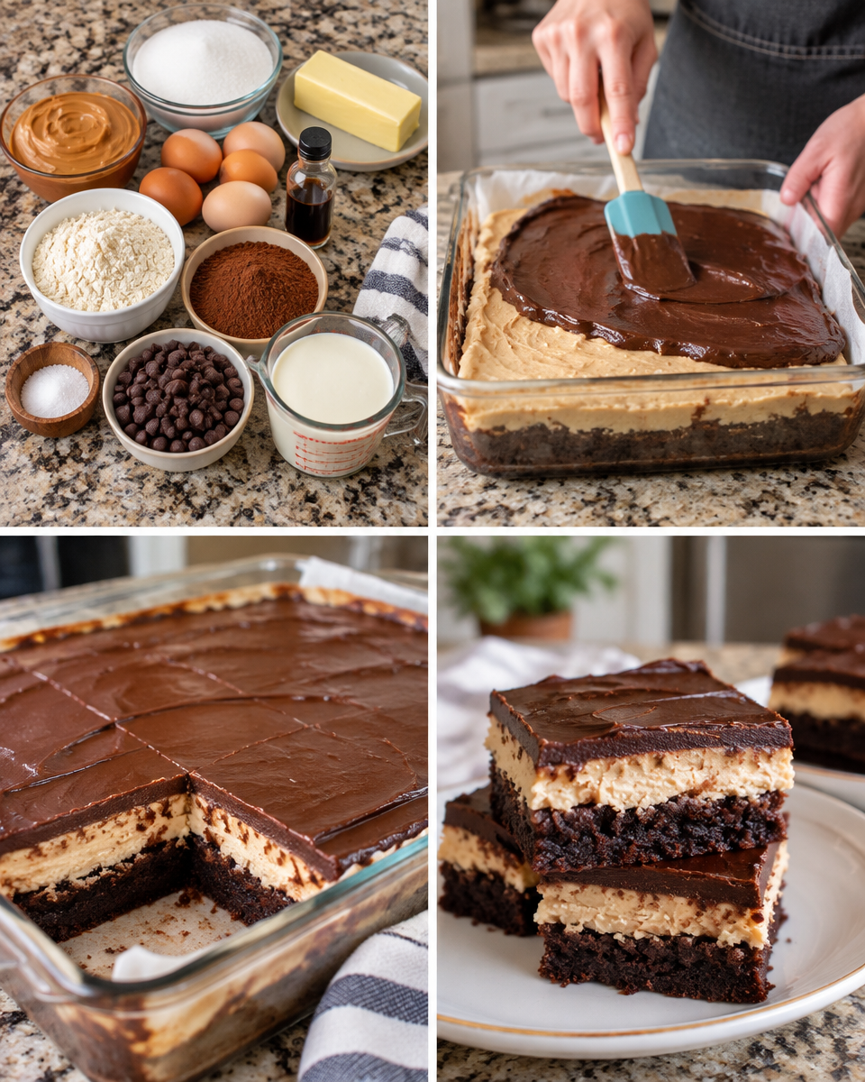 Peanut Butter Truffle Brownies! 🤎 A creamy peanut butter layer and chocolate ganache make these so good!

💕 Comment BROWNIES below to have this recipe sent to you!