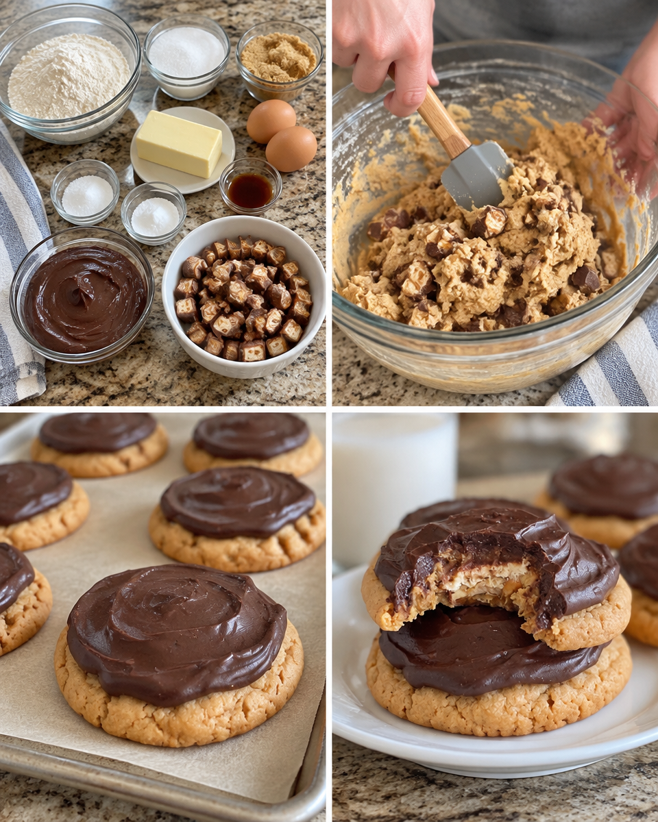 Snickers Surprise Cookies! 🤎 Each soft cookie has a hidden candy bar & is topped with chocolate icing.

💕 Comment SNICKERS below to have this recipe sent to you!