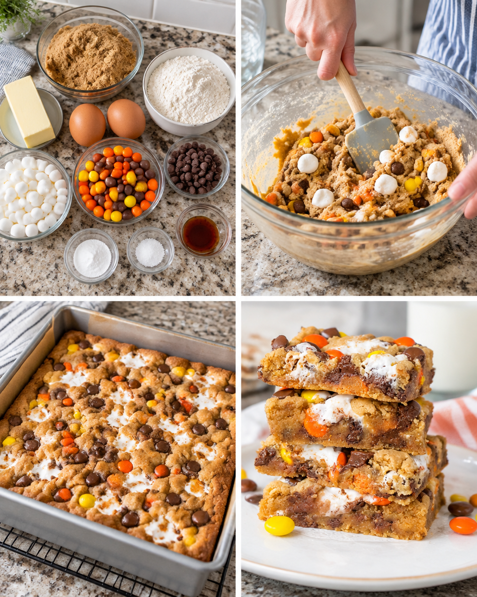 Marshmallow Blondies! 🤎🧡 Gooey marshmallow pockets and Reese's Pieces in every chewy bite.

💕 Comment BLONDIE below to have this recipe sent to you.