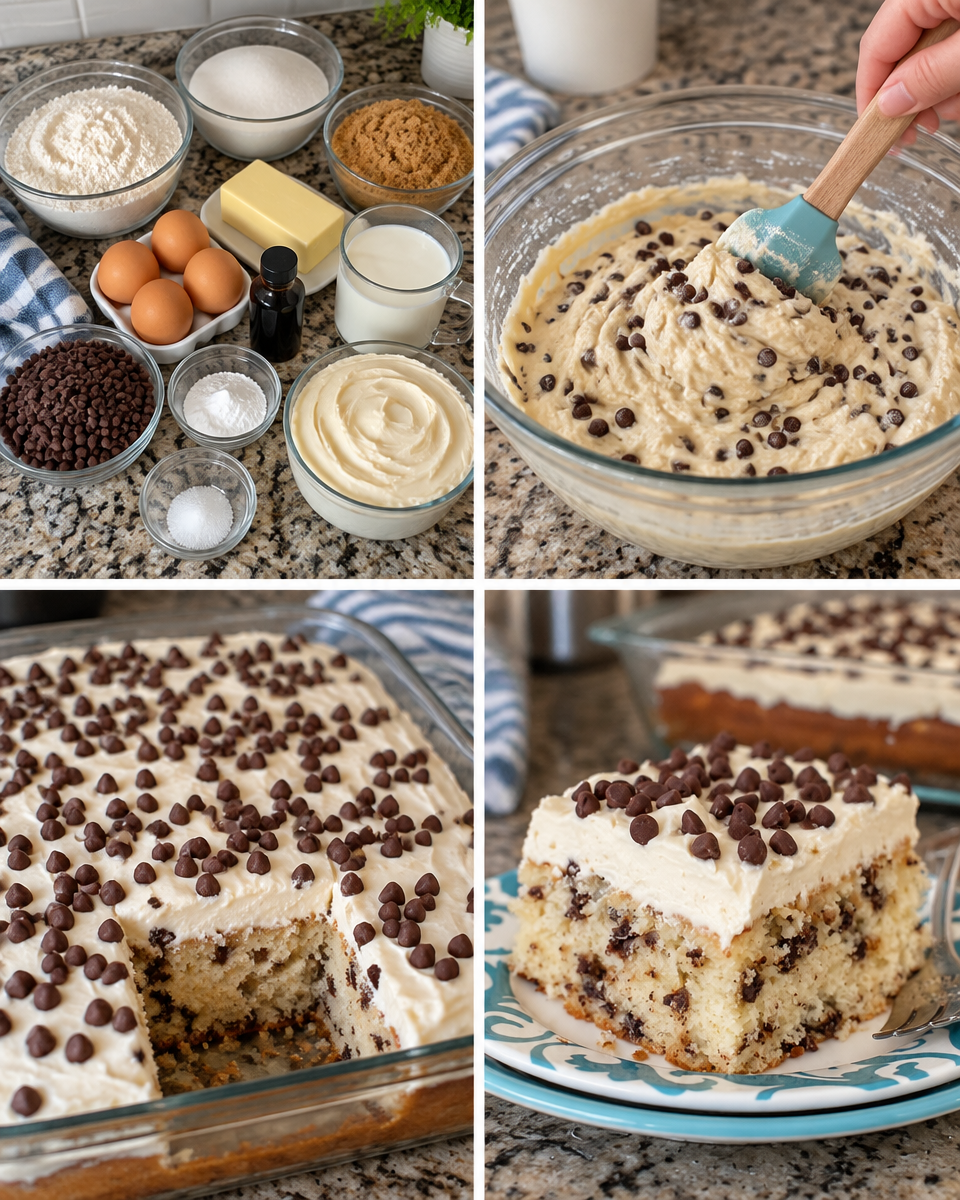 Chocolate Chip Cake! 🤎 Soft and fluffy cake loaded with chocolate chips & topped with vanilla frosting!

💕 Comment CAKE below to have this recipe sent to you!