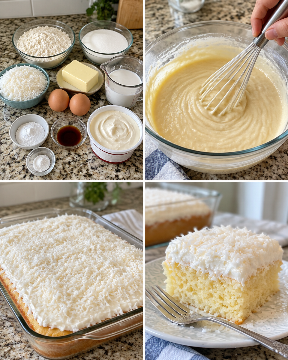 Homemade Coconut Cake! 🥥 Full of sweet coconut flavor and topped with a creamy coconut frosting.

💕 Comment CAKE below to have this recipe sent to you!