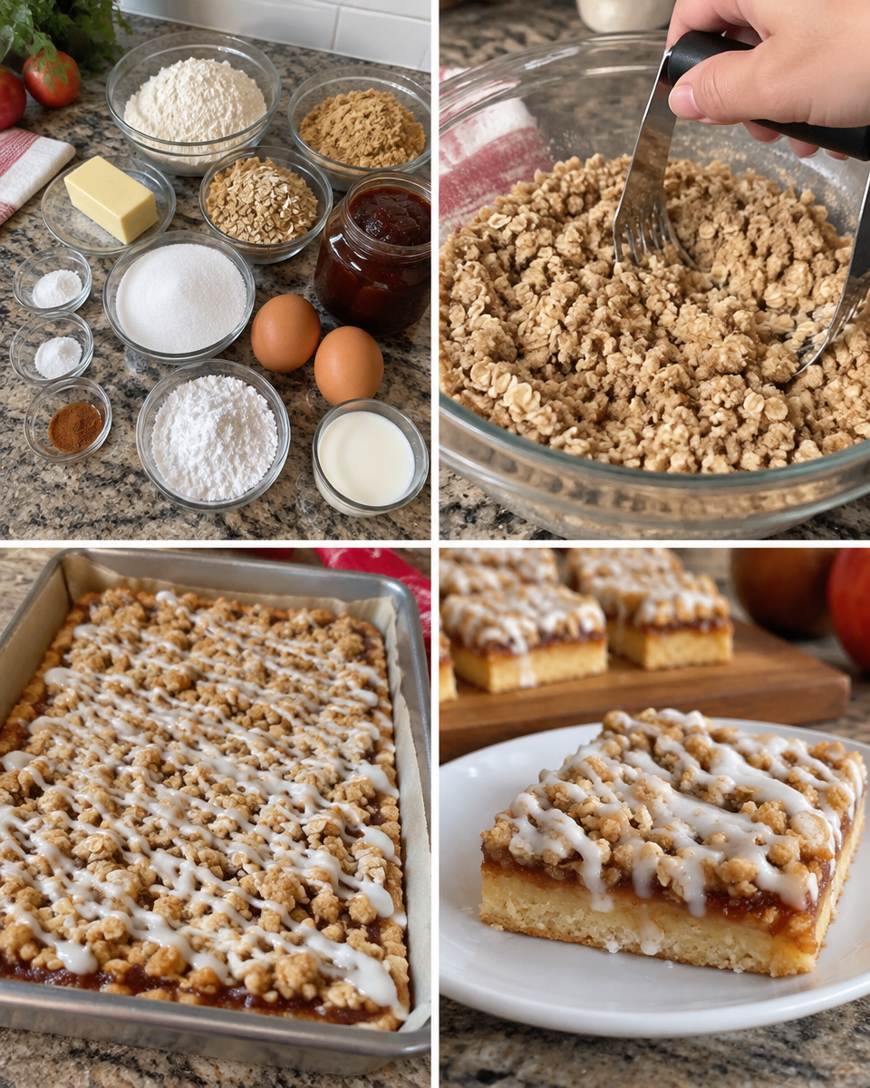 Apple Butter Coffee Cake! 🍎 Layers of soft cake, apple butter, oat crumble, and a sweet glaze.

💕 Comment APPLE BUTTER below to have this recipe sent to you.