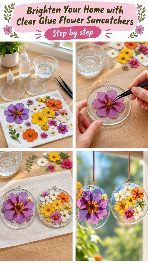 Clear Glue Flower Suncatchers: Brighten Your Home with Art!