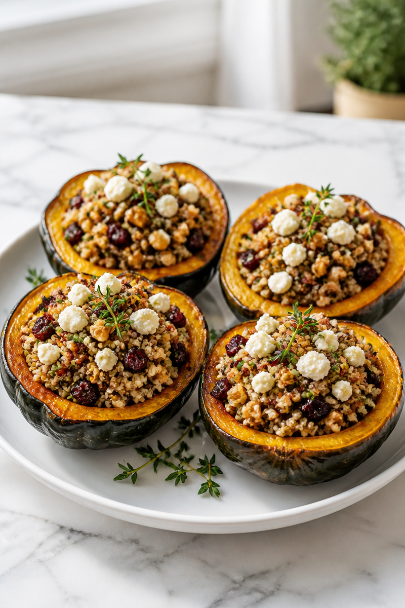 Acorn Squash Walnut Stuffed Bake