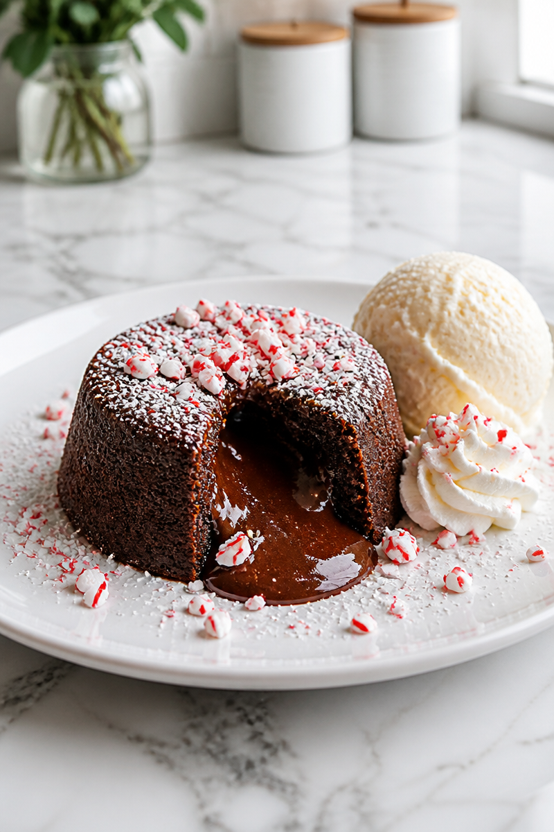 Chocolate Peppermint Molten Lava Cake