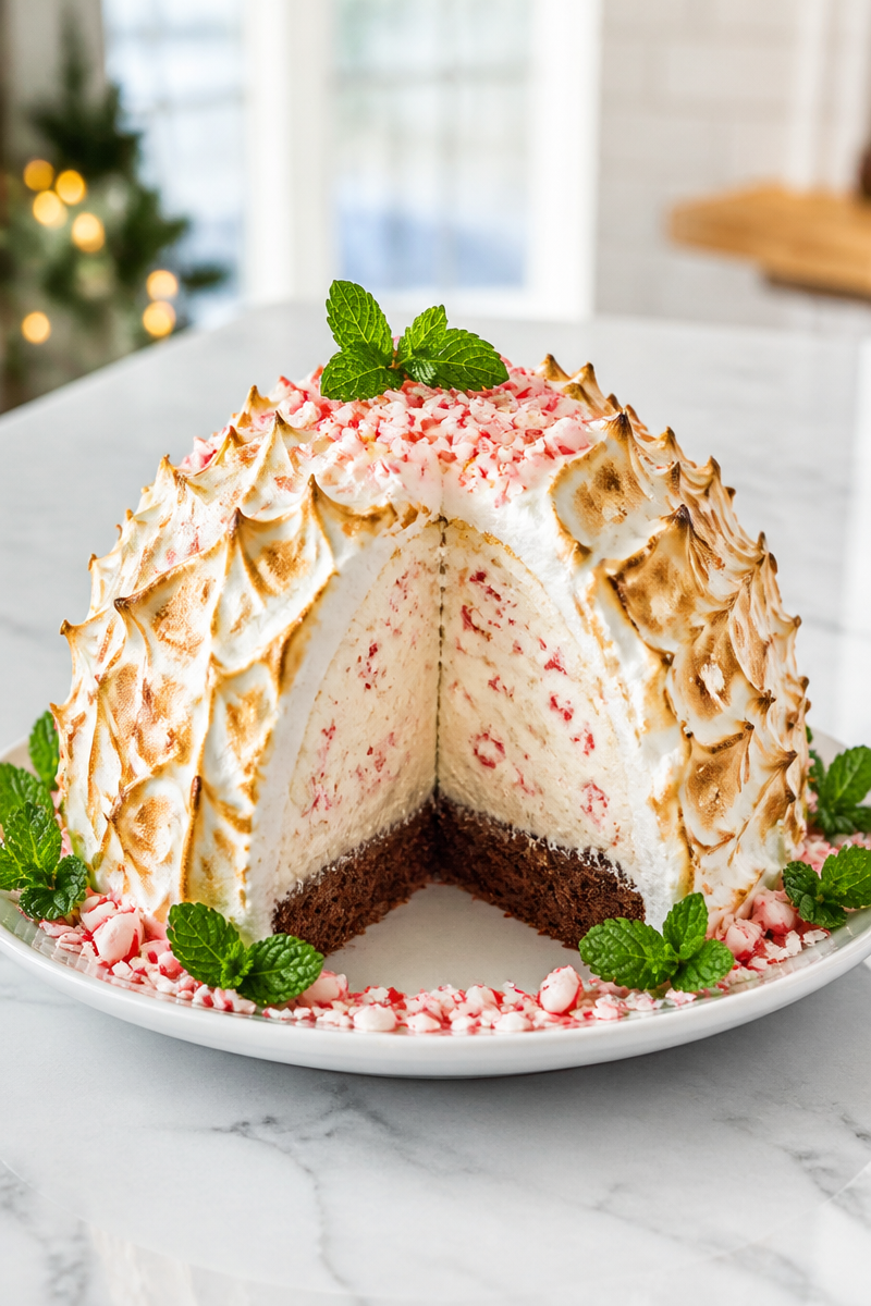 Baked Alaska Christmas Dessert Dome