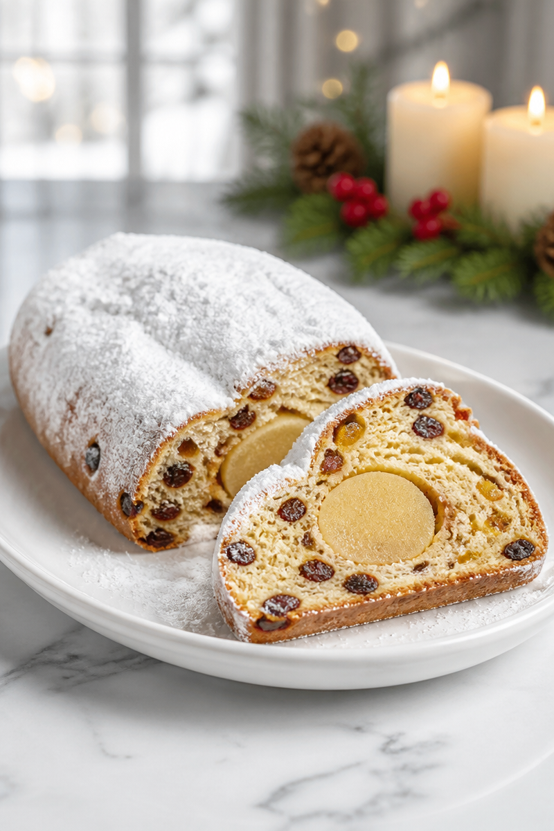Classic German Stollen Bread Loaf